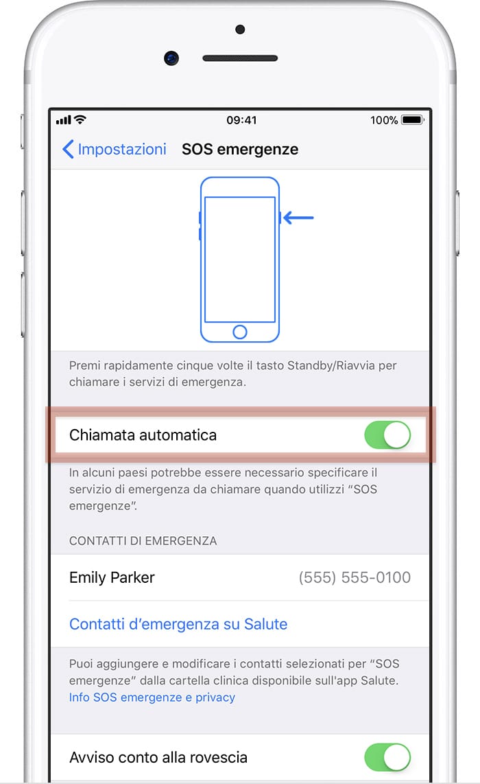 Impostazioni SOS per iPhone 7