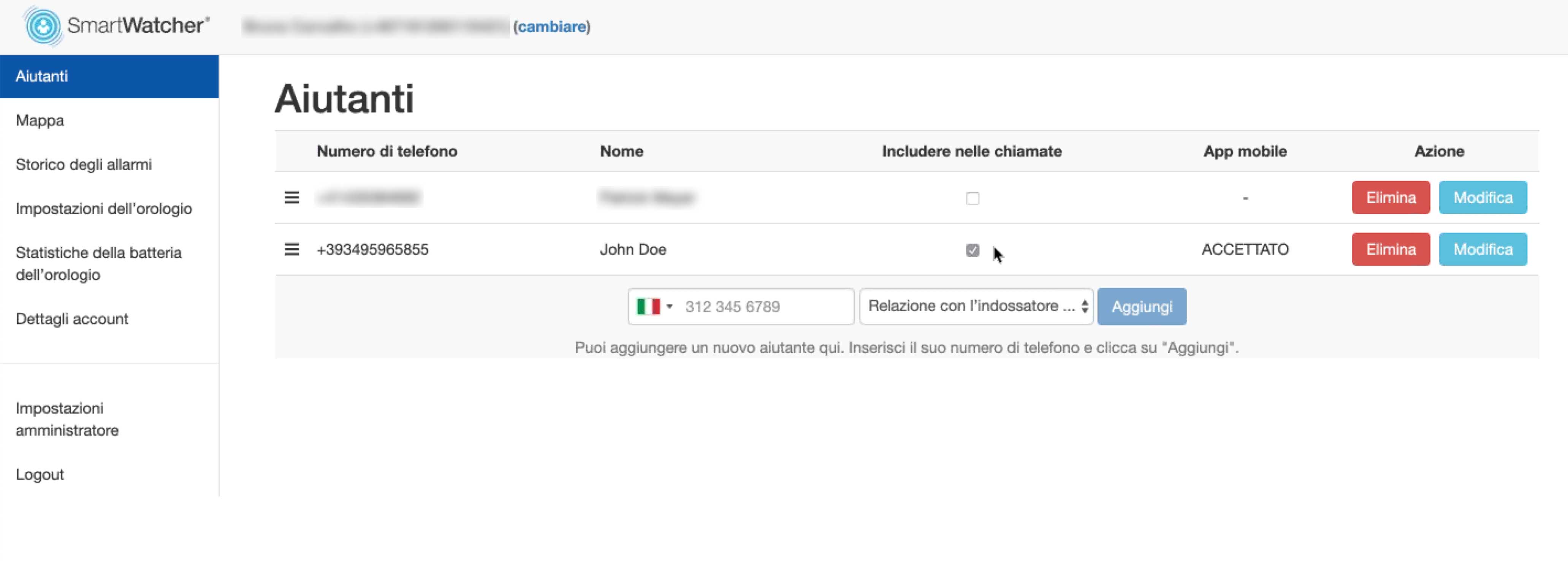 Aggiunta Aiutanti su Portale Smartwatcher Aggiunta Aiutanti su Portale Smartwatcher