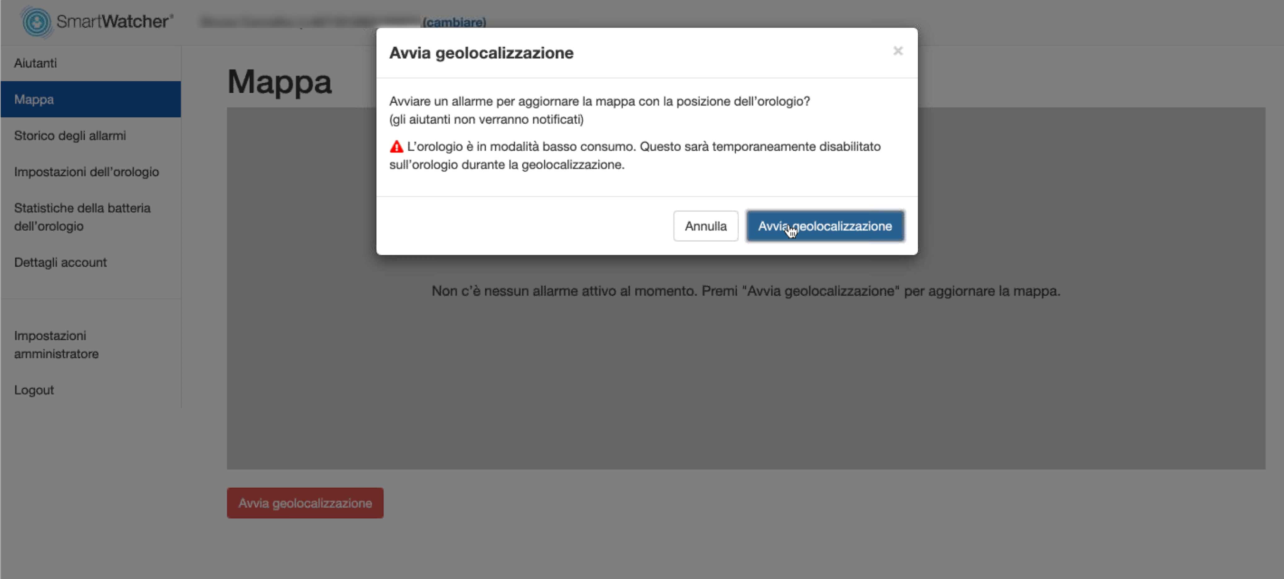 Avvio della Geolocalizzazione in Remoto Smartwatcher Avvio della Geolocalizzazione in Remoto Smartwatcher