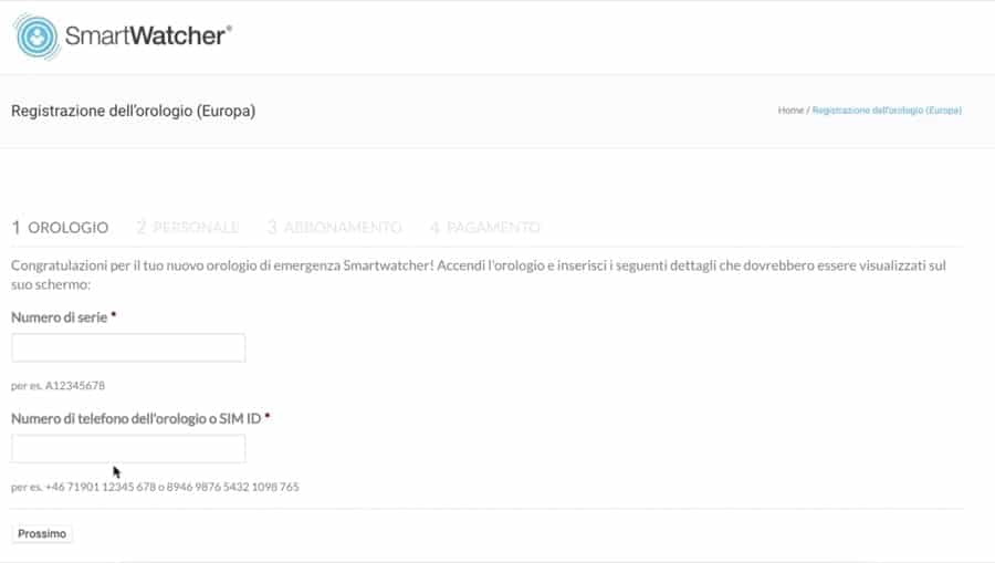 Registrazione Orologio e Selezione Piano Servizi Smartwatcher Registrazione Orologio e Selezione Piano Servizi Smartwatcher